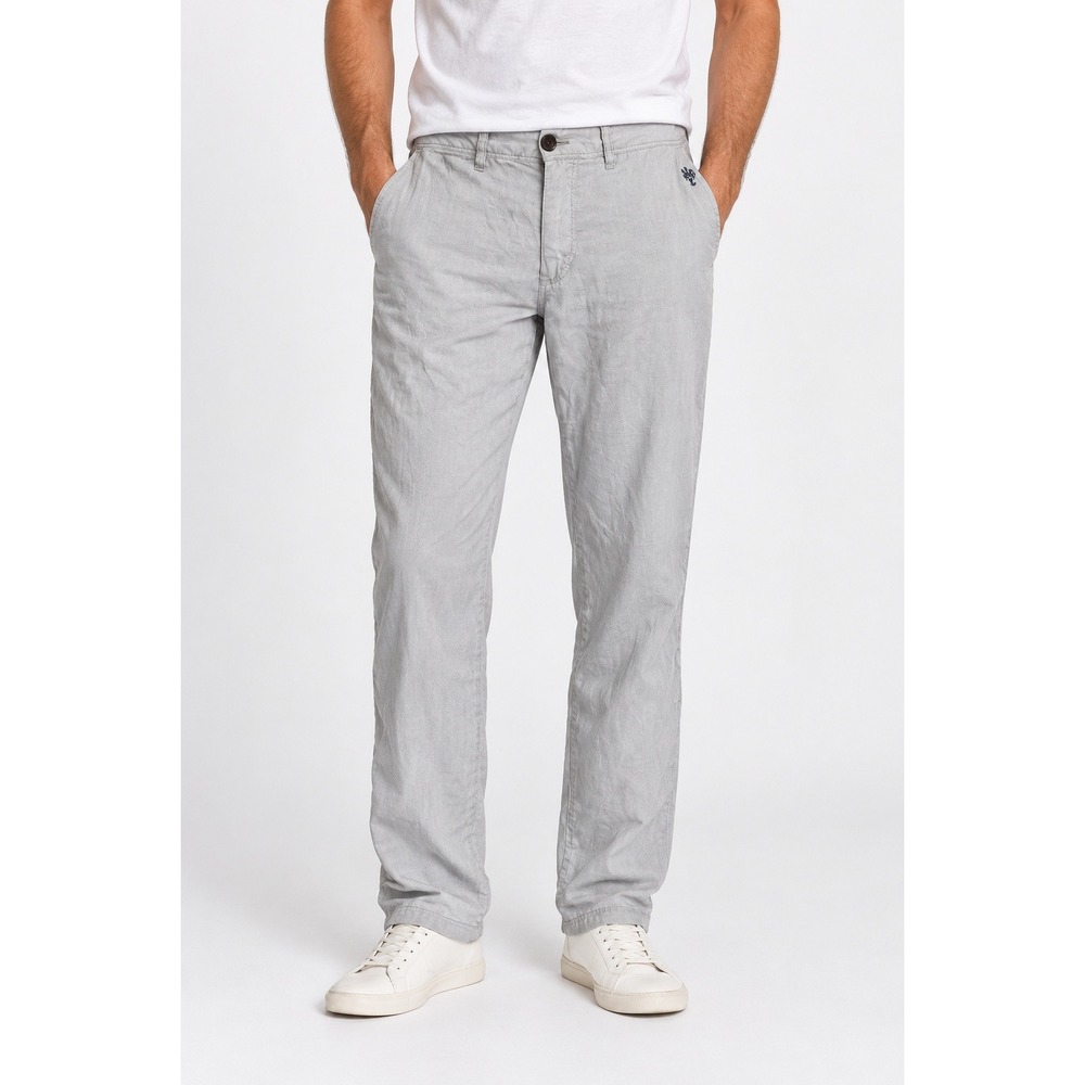 Ganesh Mens 100% Linen Chino Pants Sz 31 X 35 Light Gray Straight Trousers Italy